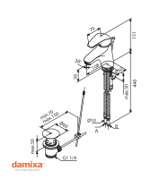 MEDIDAS MONOMANDO LAVABO CON VALVULA SPACE DAMIXA